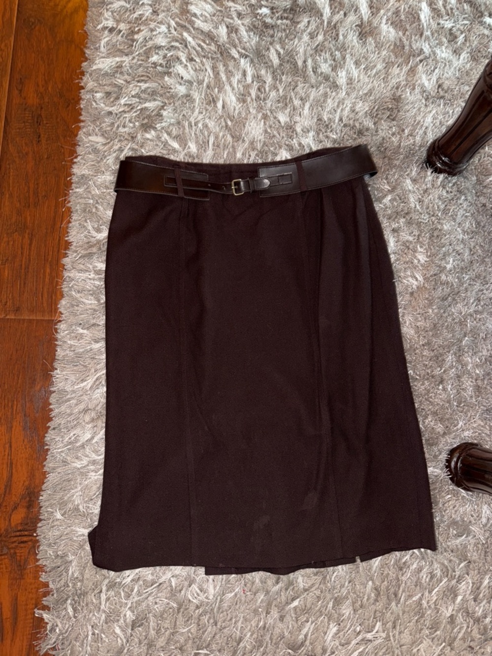 Classic Black Women's Pencil Skirt with Waist Belt